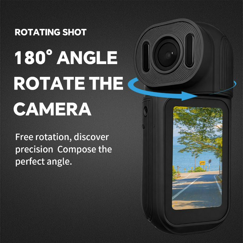 Travel Vlog Accessories - Mini Sports Camera with 180° Rotatable