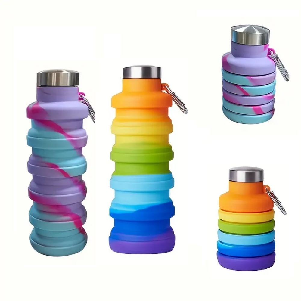 Water Bottle Collapsible - 500ml Foldable Silicone Water Bottle Leakproof