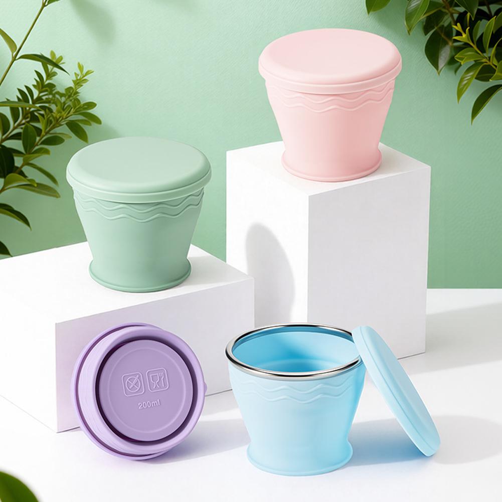 Water Bottle Collapsible - Foldable Silicone Cup With Lid Portable