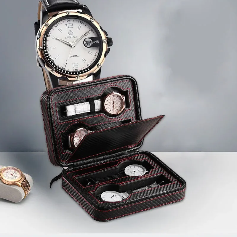 Travel Accessories Display - 4-Slot Portable Watch Storage Box Travel