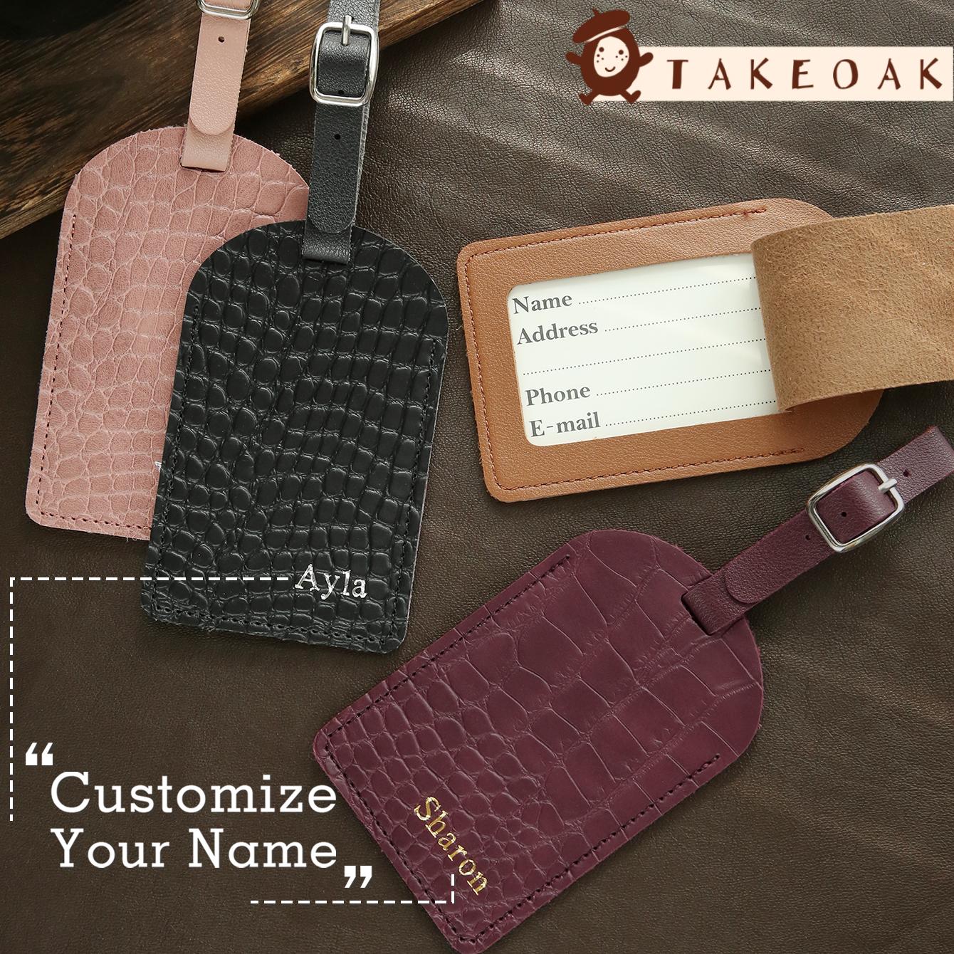 Travel Accessories Personalised - Personalized Custom Name Croc Texture Leather