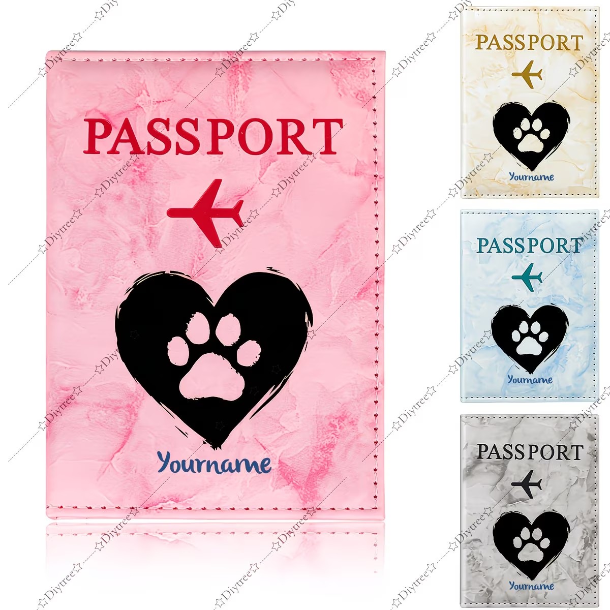 Travel Accessories Personalised - Custom Heart And Paw Print Pet