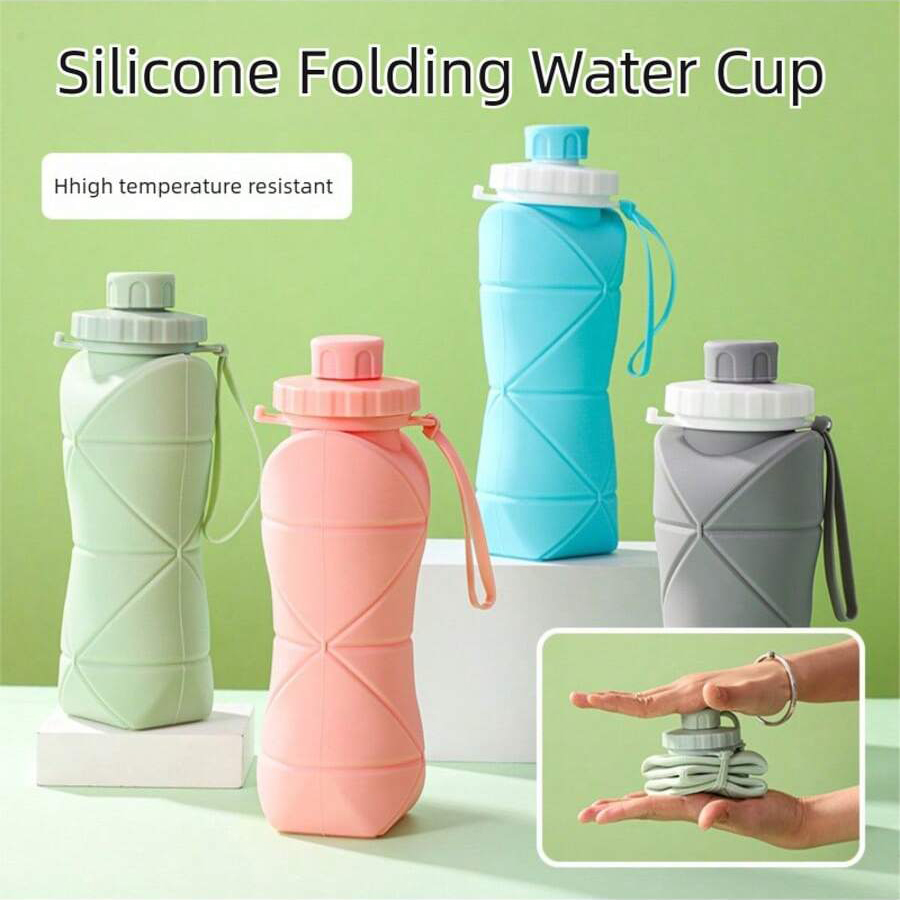 Water Bottle Collapsible - 1Pc 600mlLarge Collapsible Silicone Cup-Portable Travel