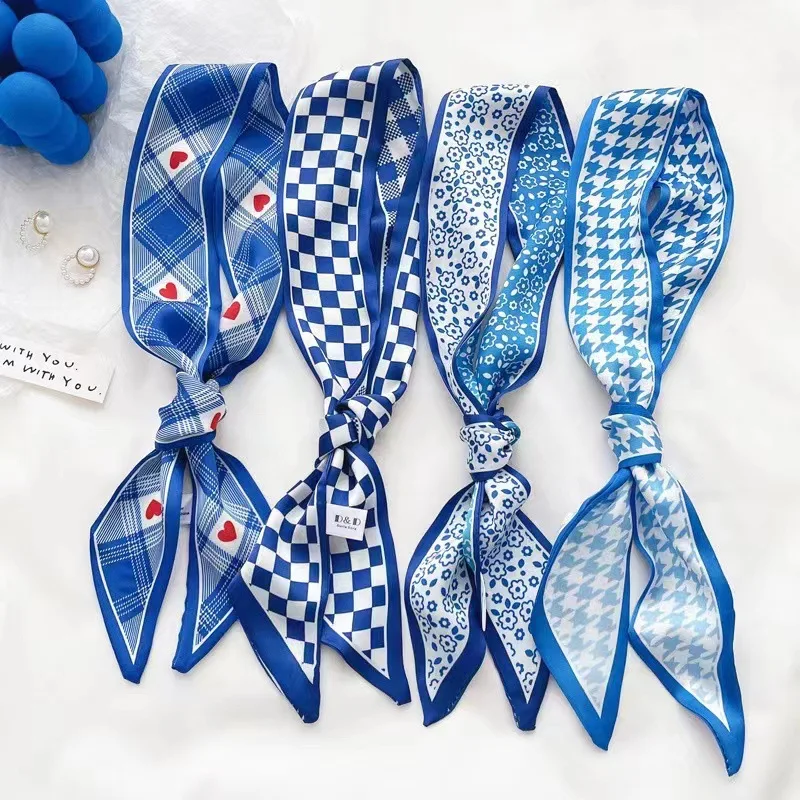 Travel Accessories Gifts - Klein blue silk scarf new checkerboard