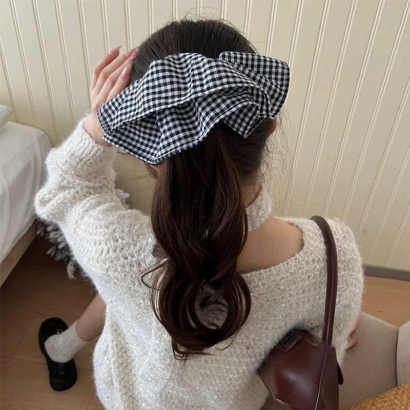 Extra Large Plaid Hair Ties El - Travel Accessories High End ulasan dan harga