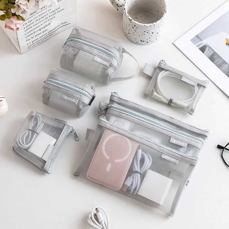 Transparent mesh data cable st - Cable Organizer Travel ulasan dan harga