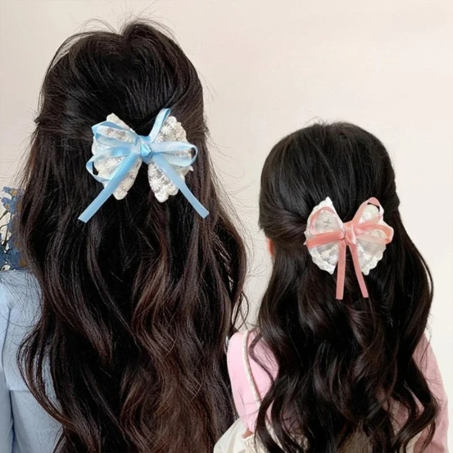 2pcs/set Cute Lace Bow Hair Cl - Travel Accessories For Kids ulasan dan harga