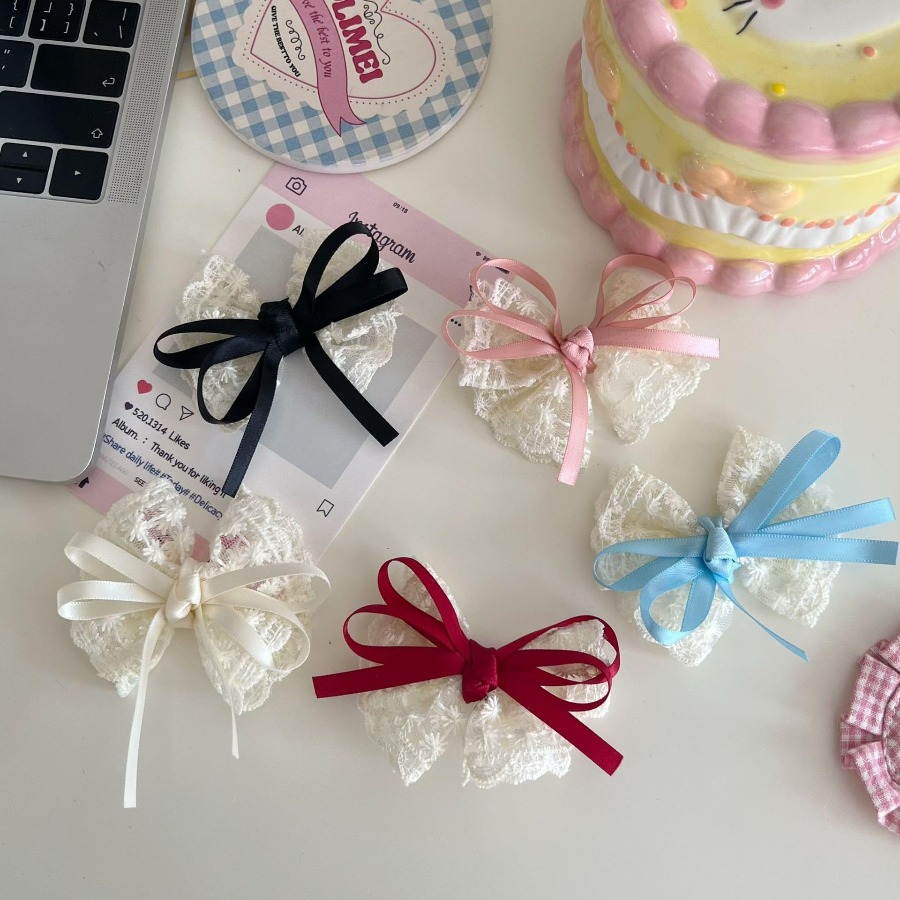 2pcs/set Cute Lace Bow Hair Cl - Travel Accessories For Kids ulasan dan harga