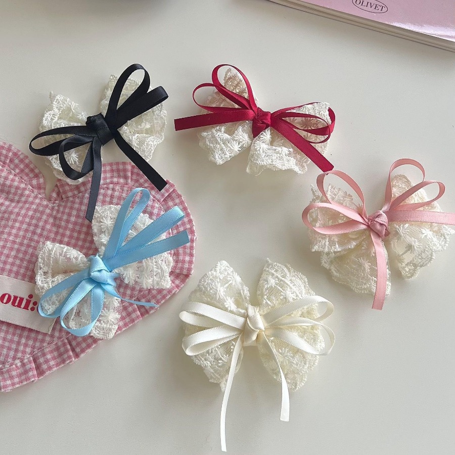 2pcs/set Cute Lace Bow Hair Cl - Travel Accessories For Kids ulasan dan harga