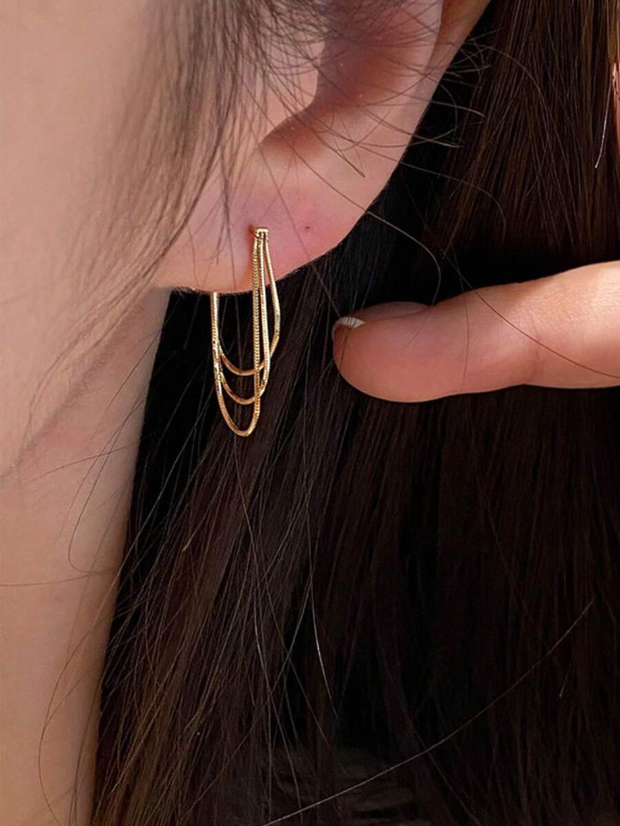 1 Pair Metal Chain Dangle Earr - Travel Accessories Dropshipping ulasan dan harga