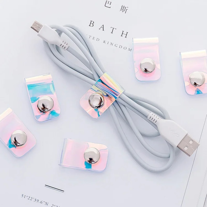 5Pcs INS Laser PVC Starp Data  - Cable Organizer Travel ulasan dan harga