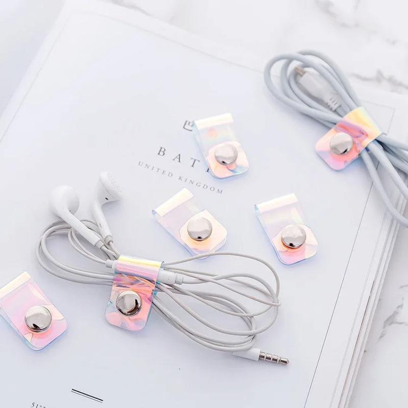 5Pcs INS Laser PVC Starp Data  - Cable Organizer Travel ulasan dan harga