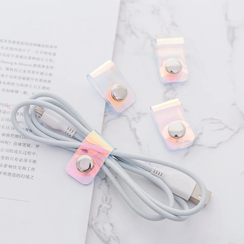 5Pcs INS Laser PVC Starp Data  - Cable Organizer Travel ulasan dan harga