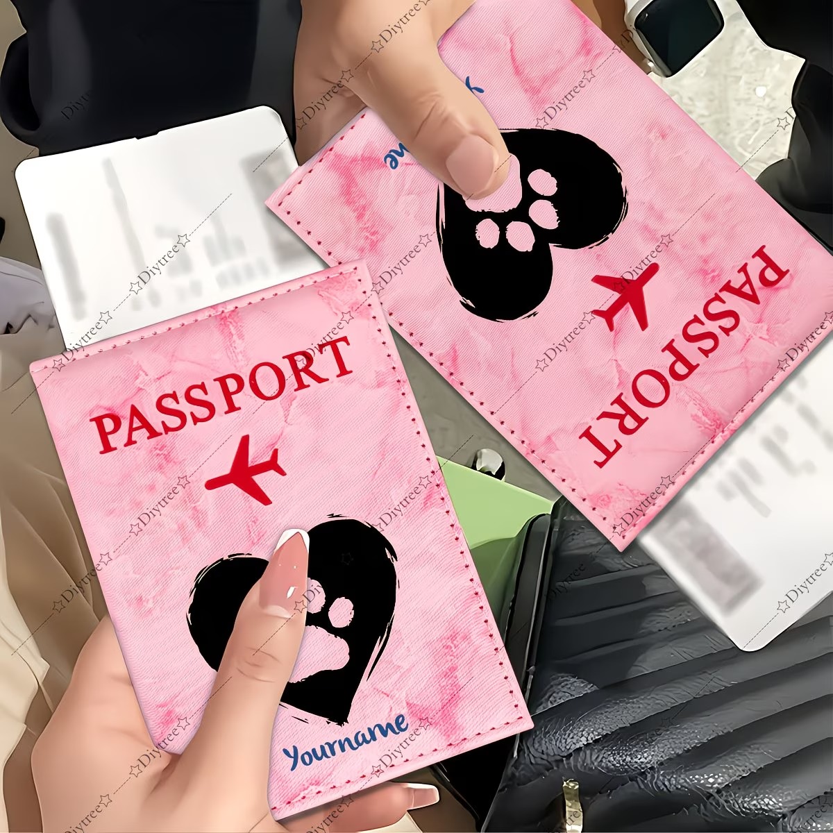 Custom Heart And Paw Print Pet - Travel Accessories Personalised ulasan dan harga