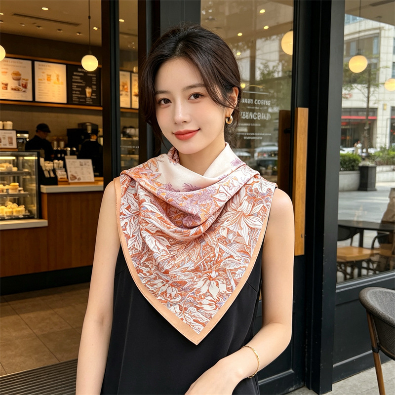Soft Silk Scarf Women Square B - Travel Accessories Gifts ulasan dan harga
