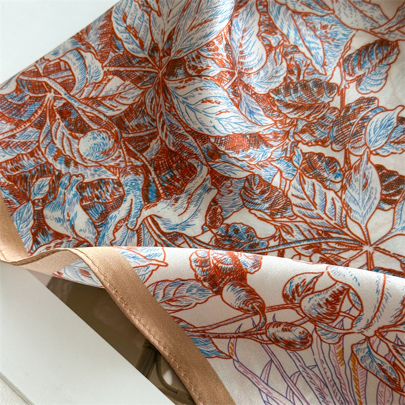 Soft Silk Scarf Women Square B - Travel Accessories Gifts ulasan dan harga