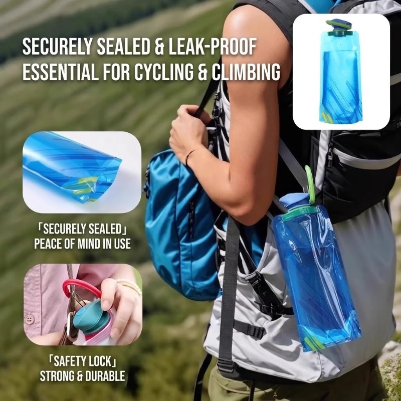 1-8PCS 700ml Soft Foldable Wat - Water Bottle Collapsible ulasan dan harga