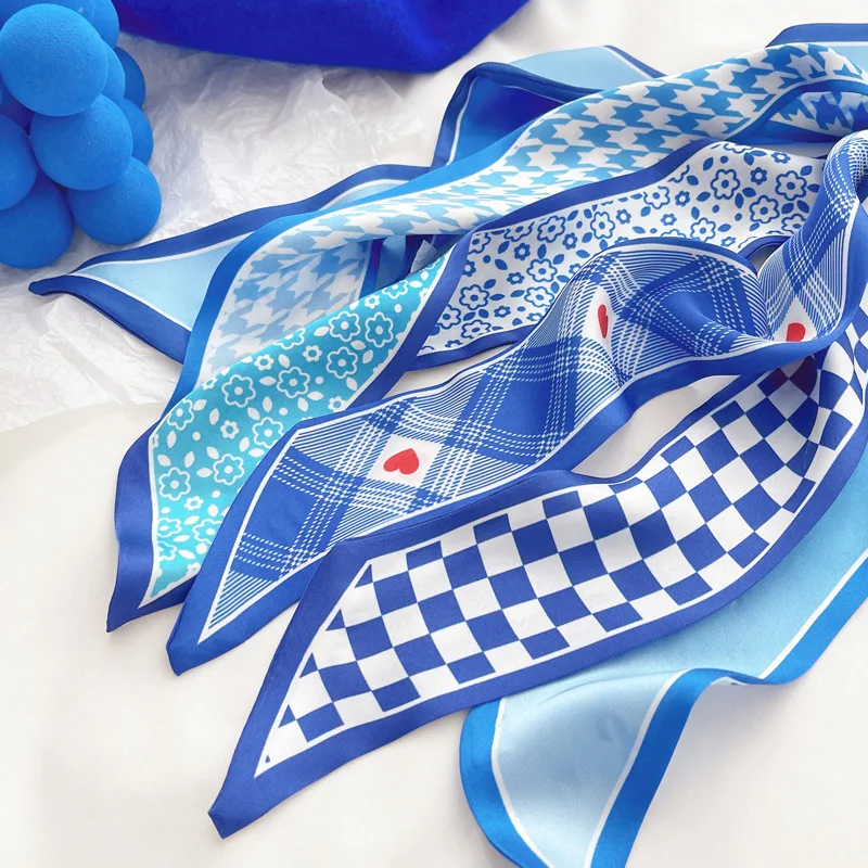 Klein blue silk scarf new chec - Travel Accessories Gifts ulasan dan harga