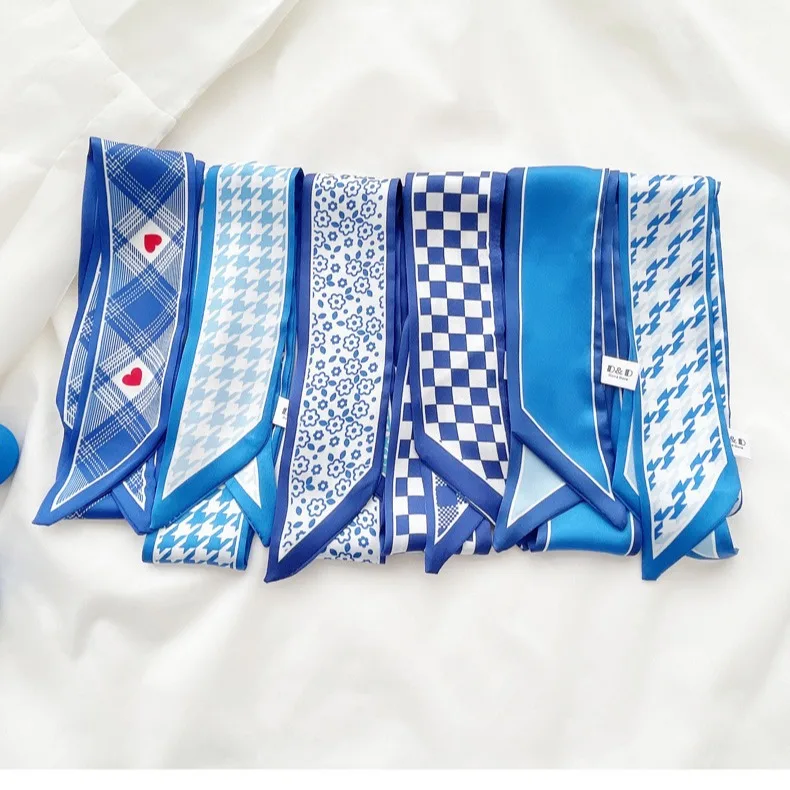 Klein blue silk scarf new chec - Travel Accessories Gifts ulasan dan harga
